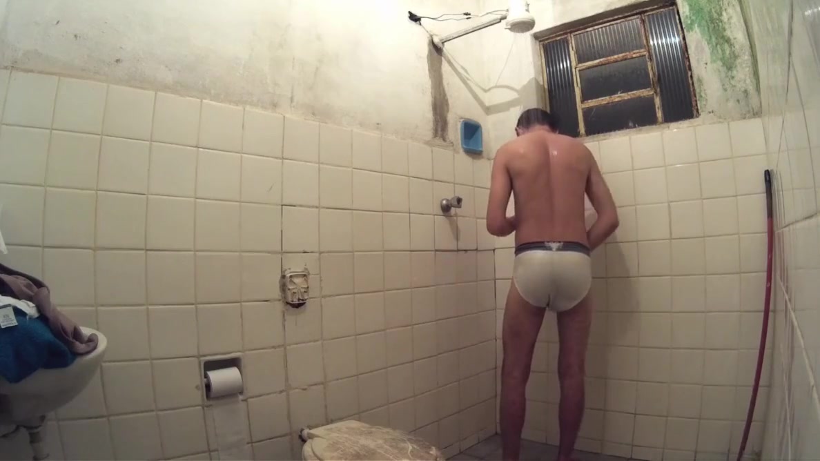 Brazilian Men Jerking in Shower Wearing White Briefs