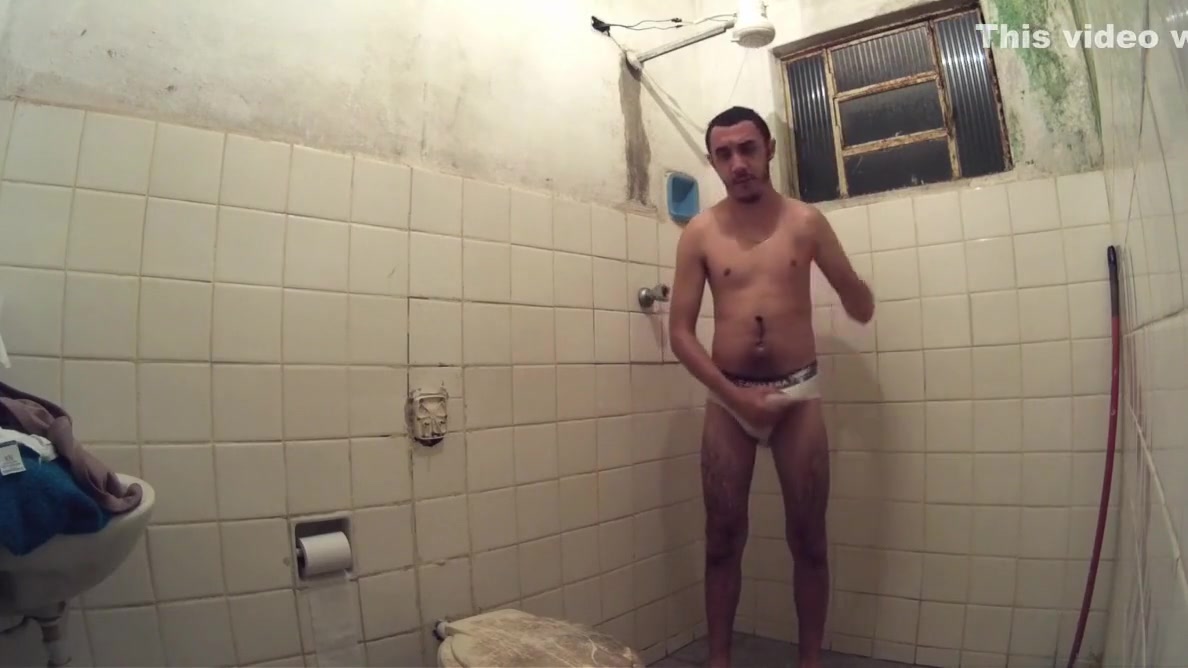 Brazilian Men Jerking in Shower Wearing White Briefs