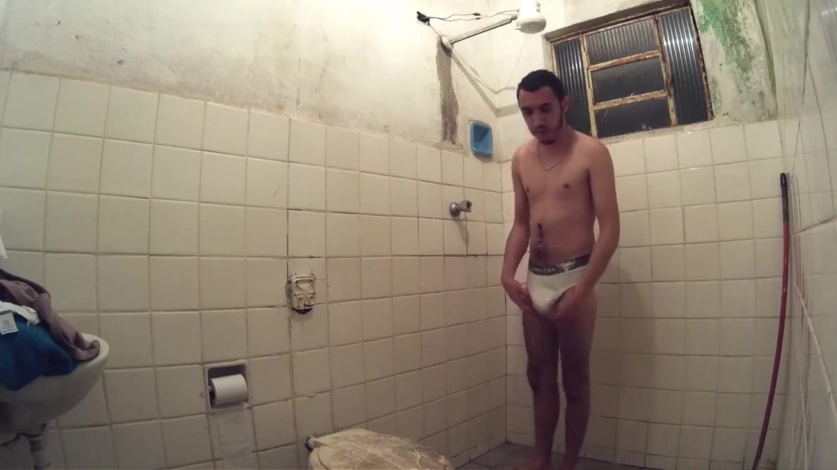 Brazilian Men Jerking in Shower Wearing White Briefs