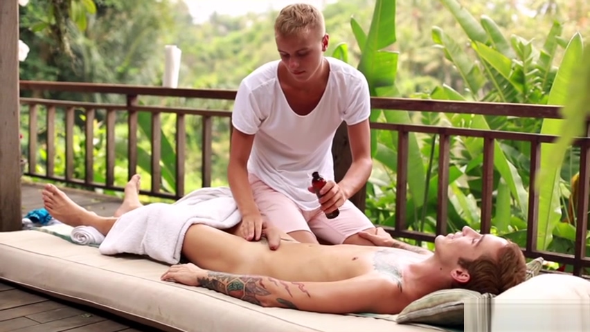 Tattoo twinks footjob with massage