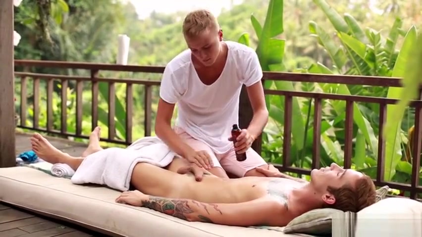 Tattoo twinks footjob with massage