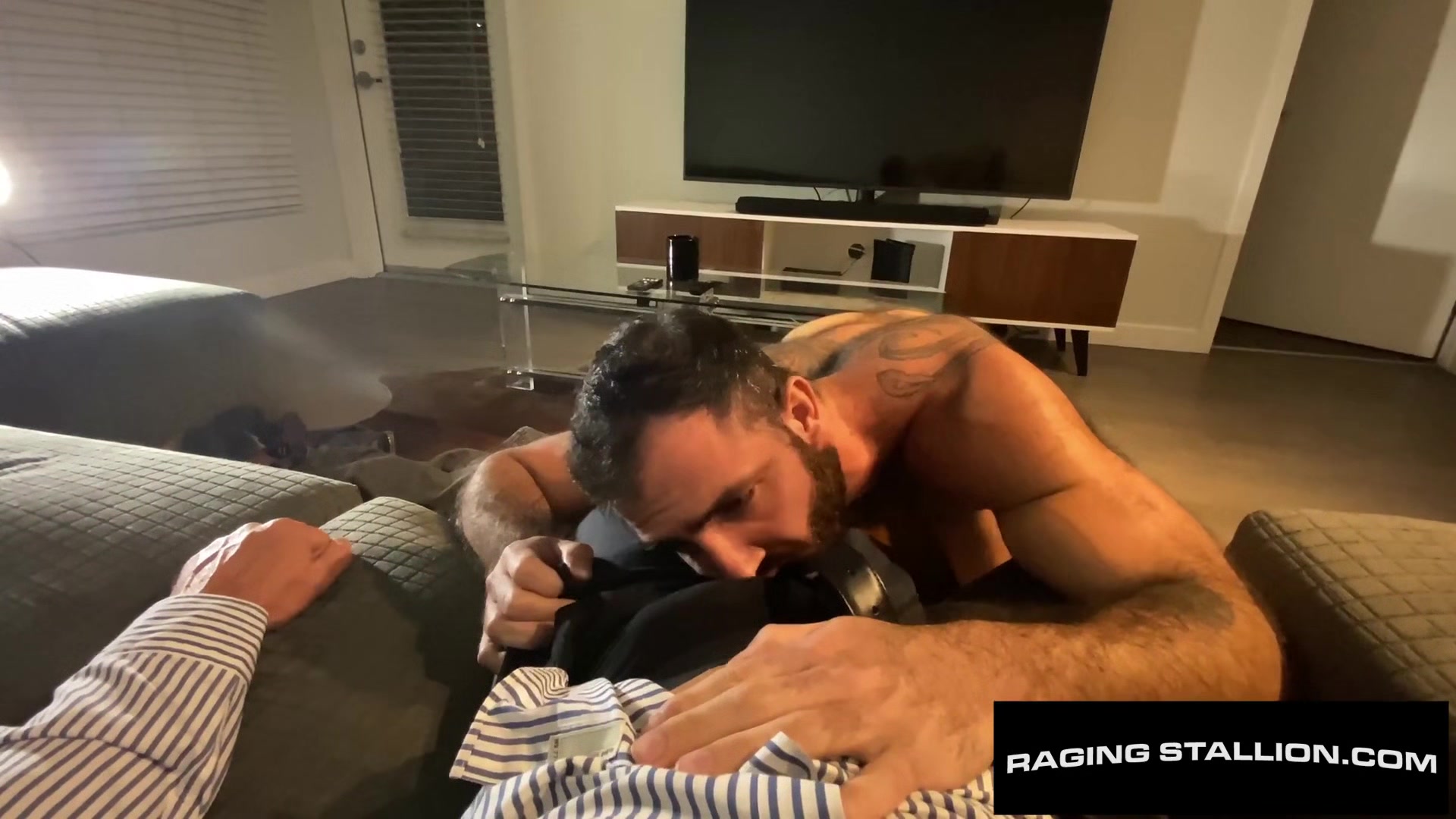 RagingStallion - Hairy Hunk Striptease N' Blowjob