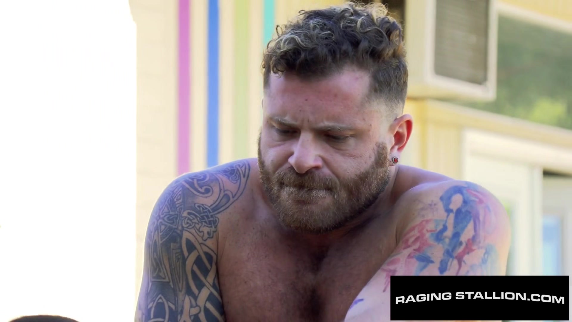 Tatted Hunk Riley Mitchell Rails Fuzzy Muscle