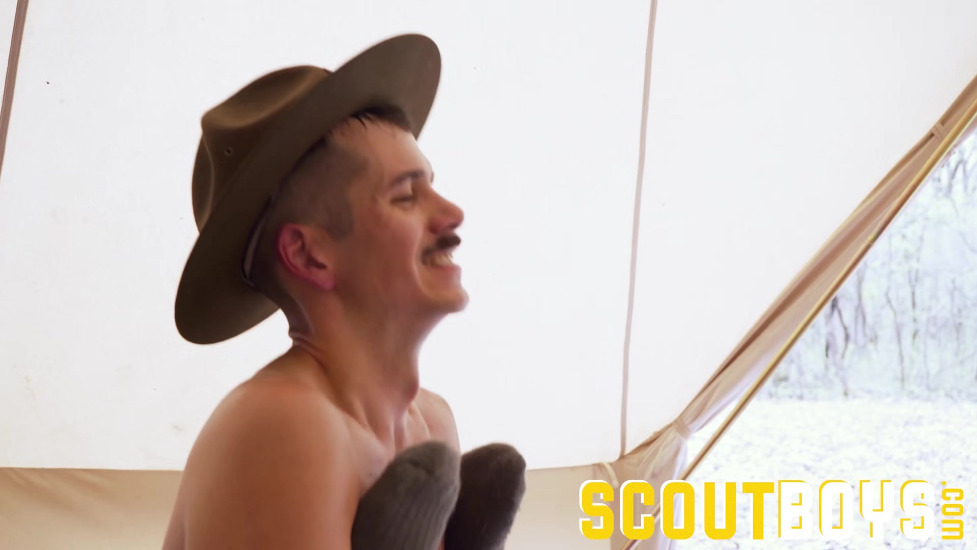 ScoutBoy gets hot load on chest and stomach from Scoutmaster