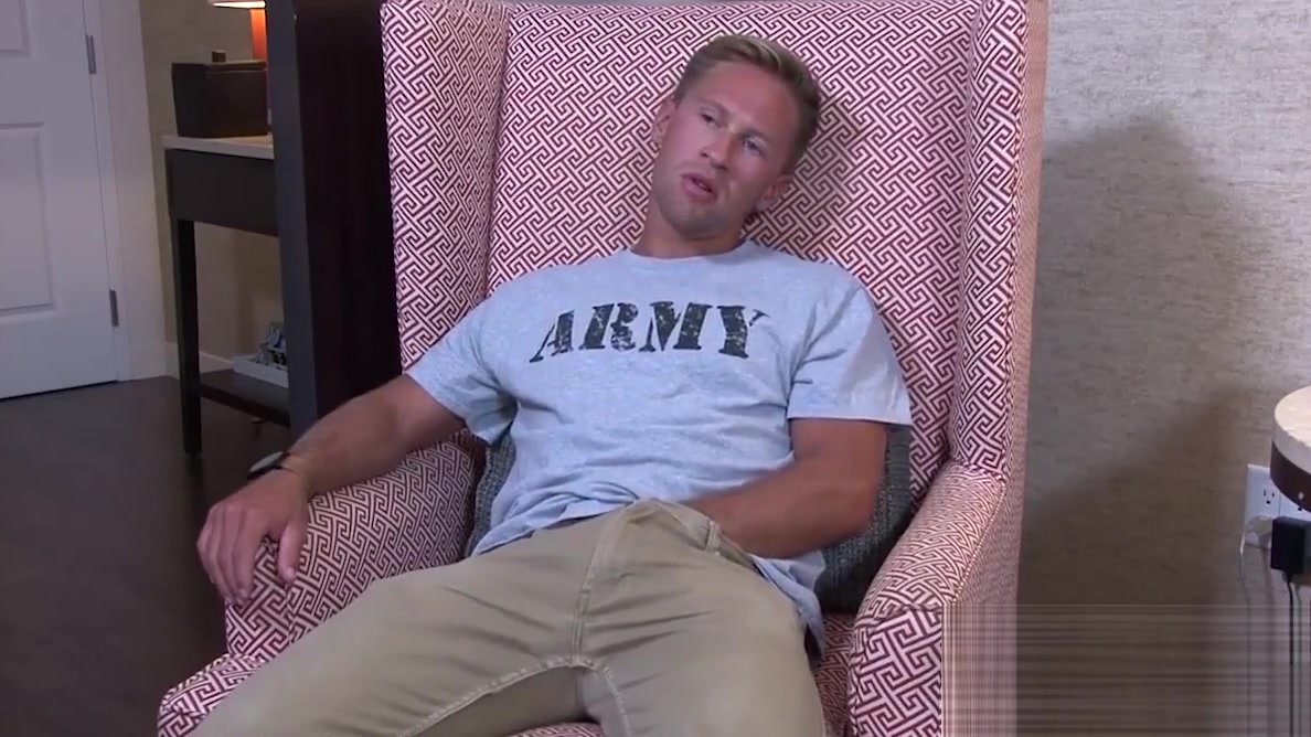 Sexy ass army hunk Tristan wanking his fat cock for you