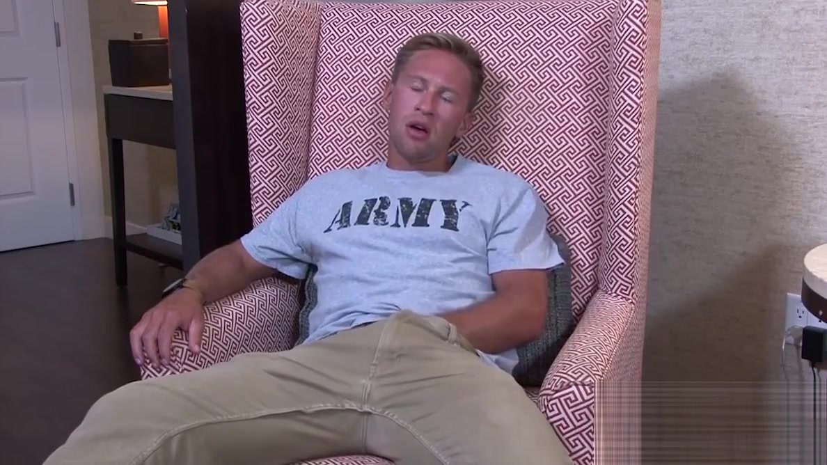Sexy ass army hunk Tristan wanking his fat cock for you