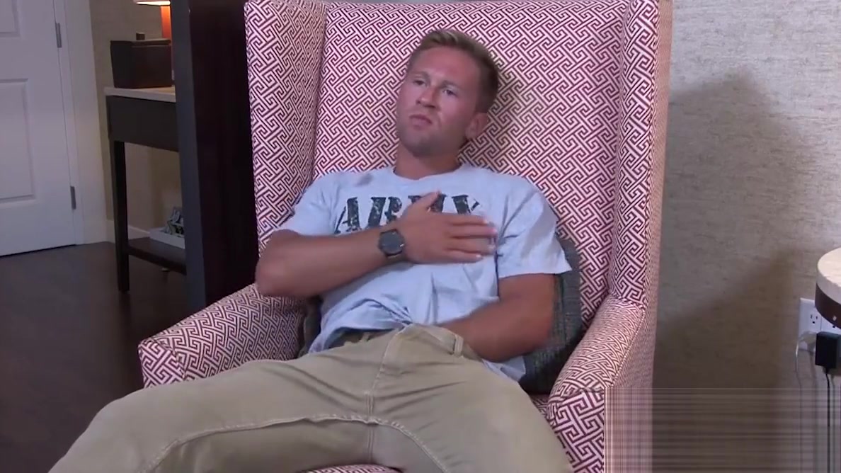 Sexy ass army hunk Tristan wanking his fat cock for you