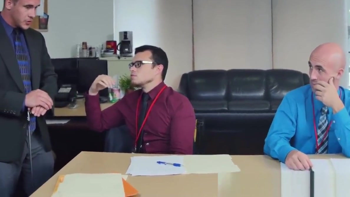 Hunks smashing this geeks asshole in the office afte work