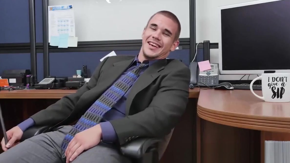 Hunks smashing this geeks asshole in the office afte work
