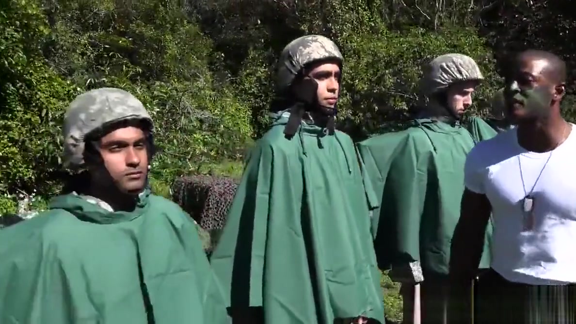 Military studs buttfuck in forest