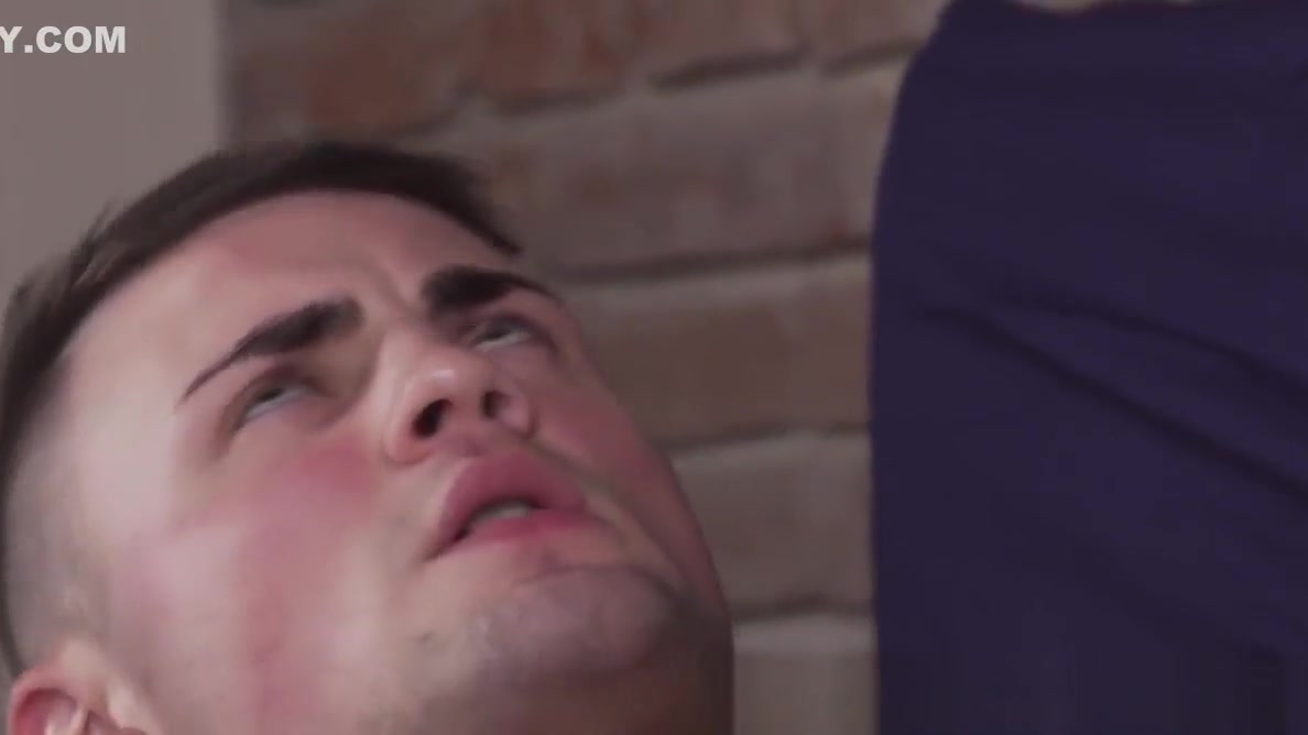 Aroused twink jerking his cock during massage
