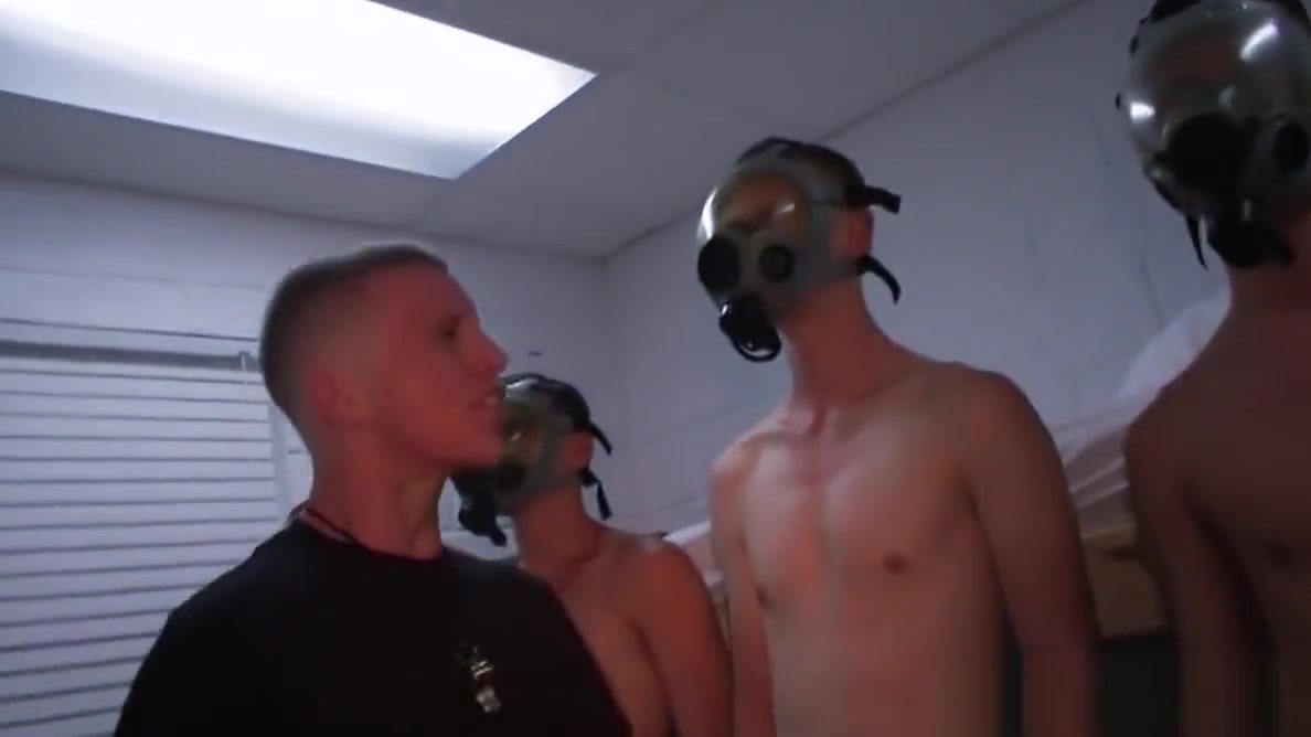 Hazed military bloke sucking cock