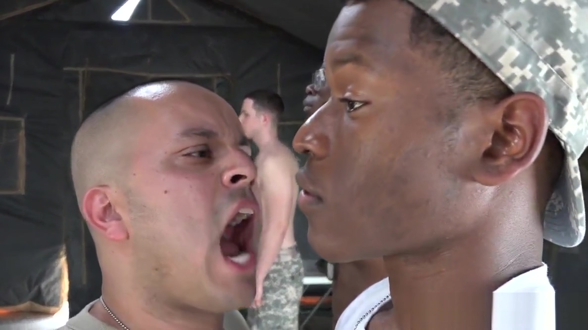 Army troop group fucking and sucking outdoor