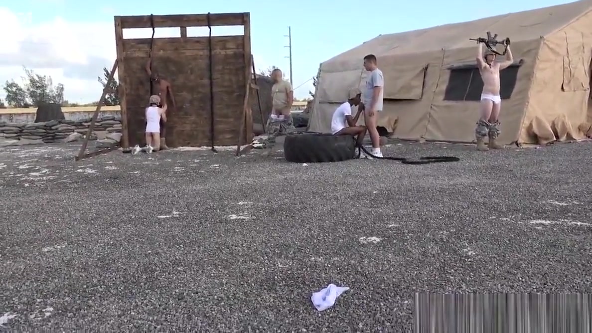 Army troop group fucking and sucking outdoor
