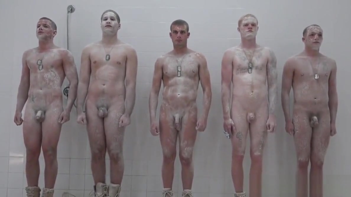 Military hunks assfuck in shower at hazing