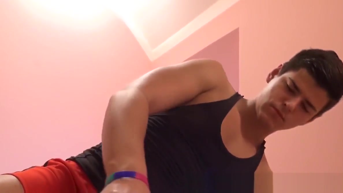 Massaged twink ass fingered by jock