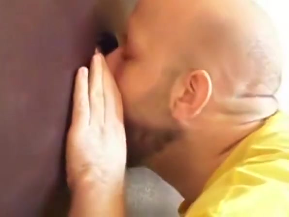 Hot sucking action at the homemade glory hole 8