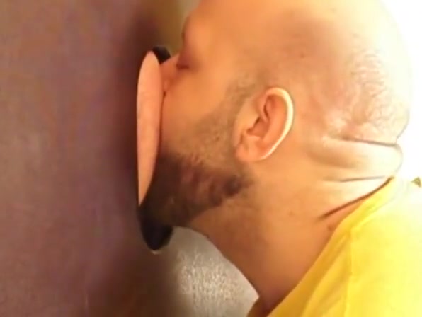Hot sucking action at the homemade glory hole 8