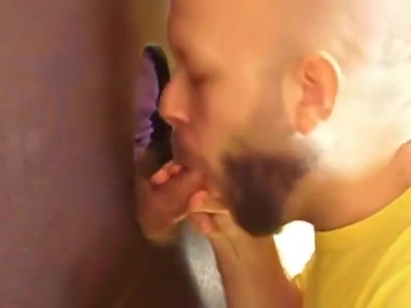 Hot sucking action at the homemade glory hole 8