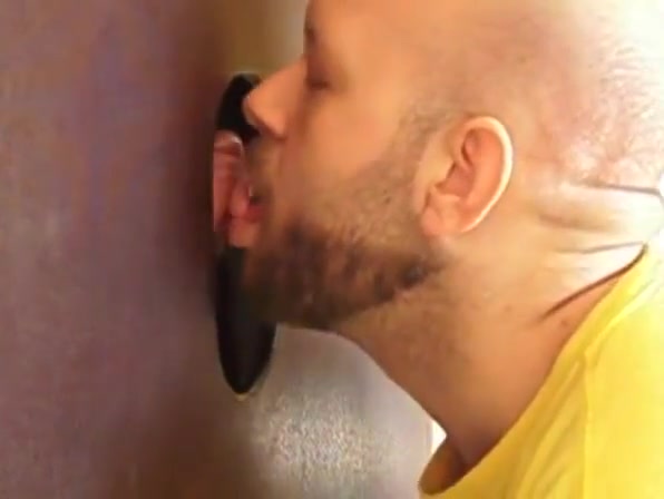 Hot sucking action at the homemade glory hole 8
