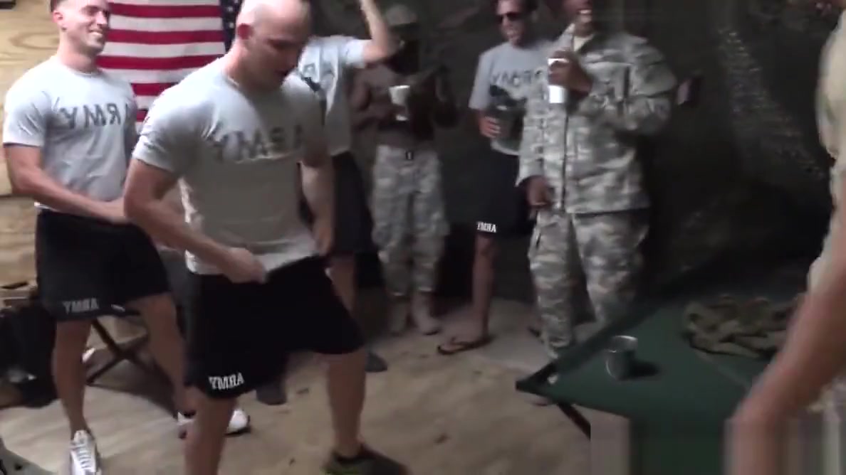 Military party hunk interracially drilled