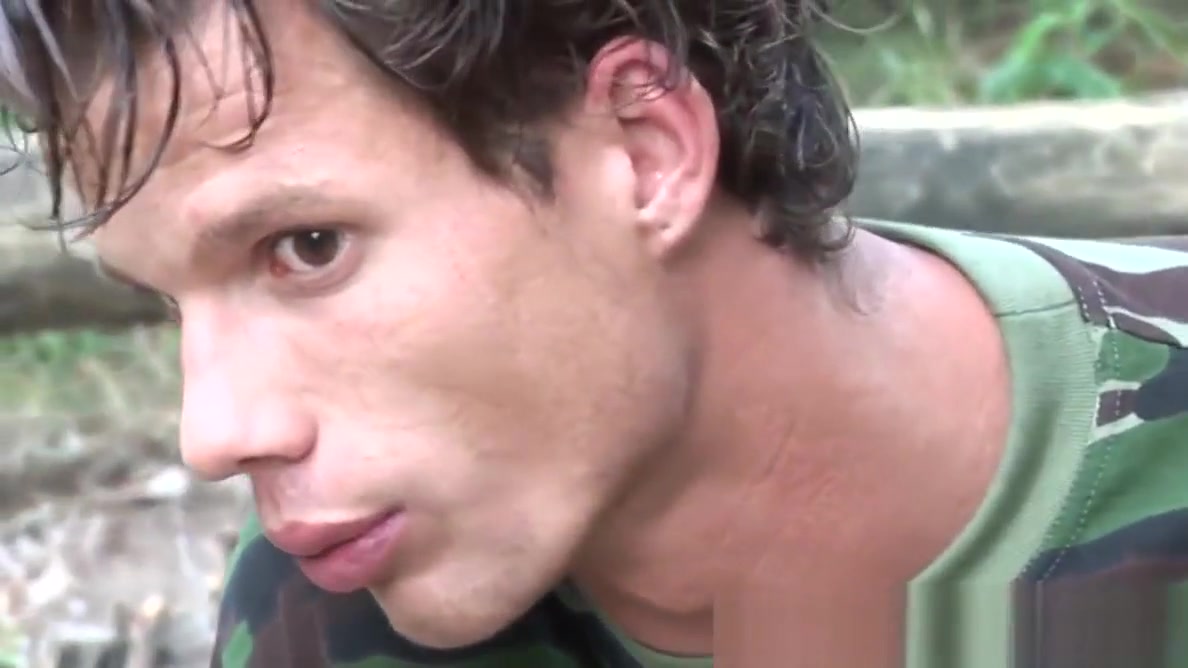 Army twink spitroasted by euro studs