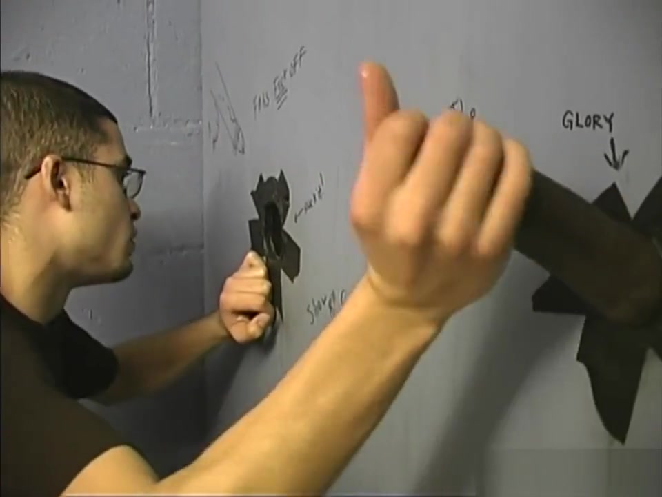 White guy sucking off black cocks at gloryhole