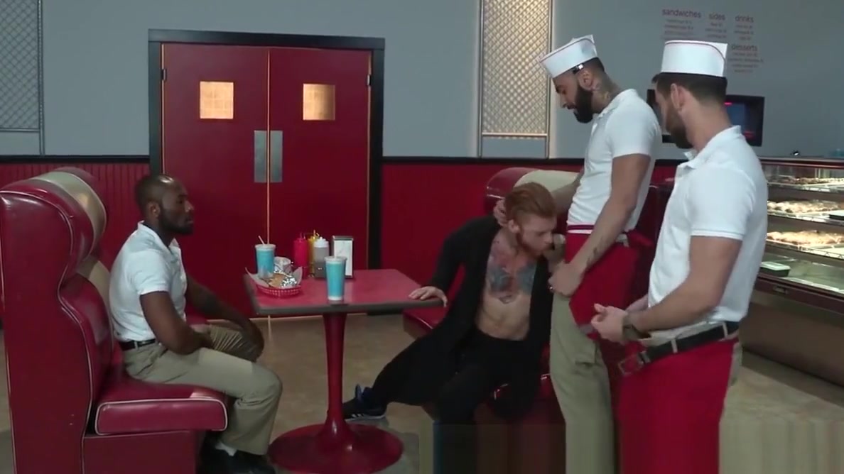RagingStallion Big Fat Meat Orgy at the Diner!