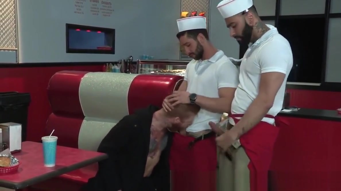 RagingStallion Big Fat Meat Orgy at the Diner!