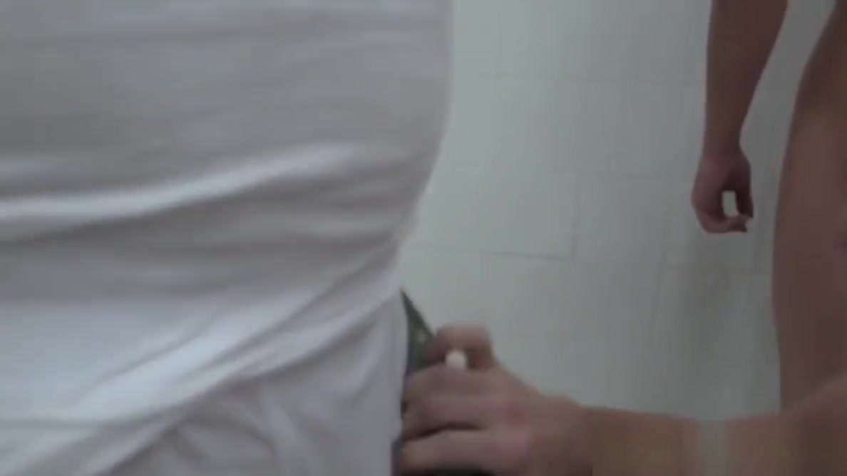 Humiliated military hunk cumcovered in shower