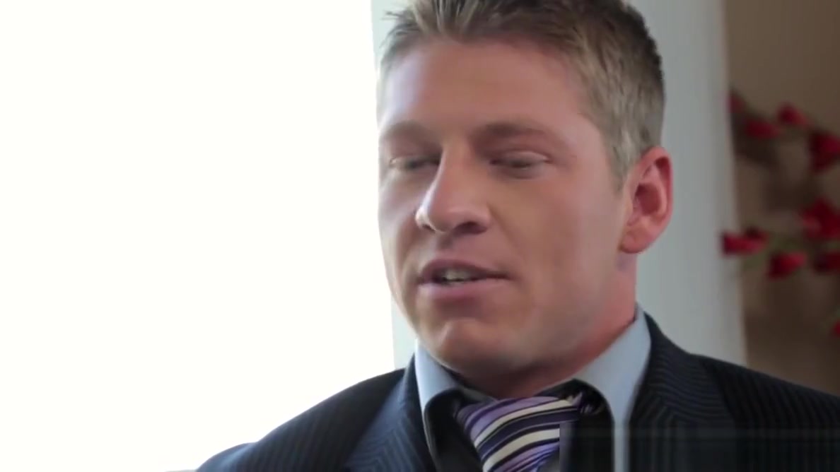 Bare fucked muscular office hunk wanks cum