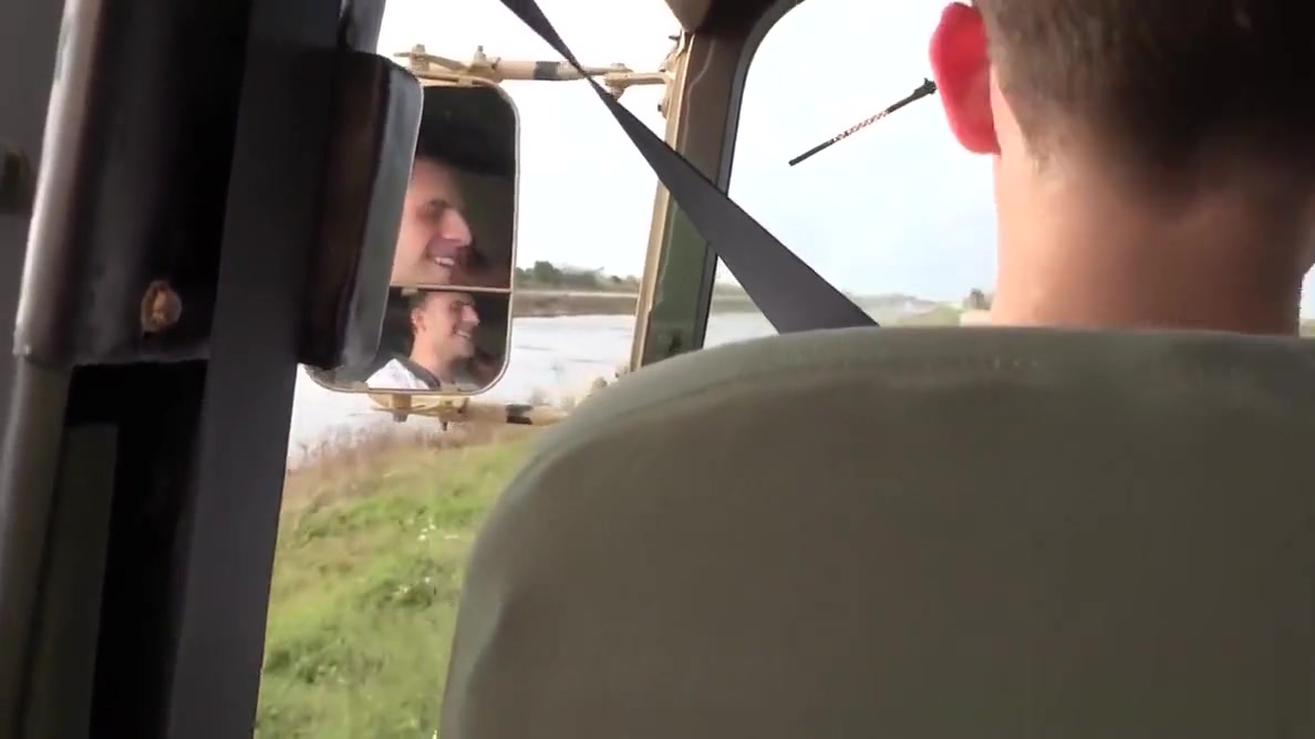 Army hunk assfucked and jizzed outdoors