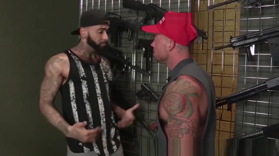 RagingStallion Doggystyle In Gun Store With Sean Duran