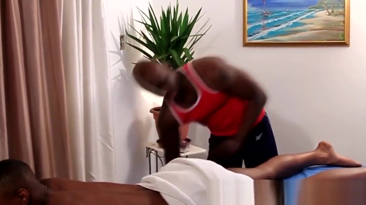 Black athlete massaged before anal fucking