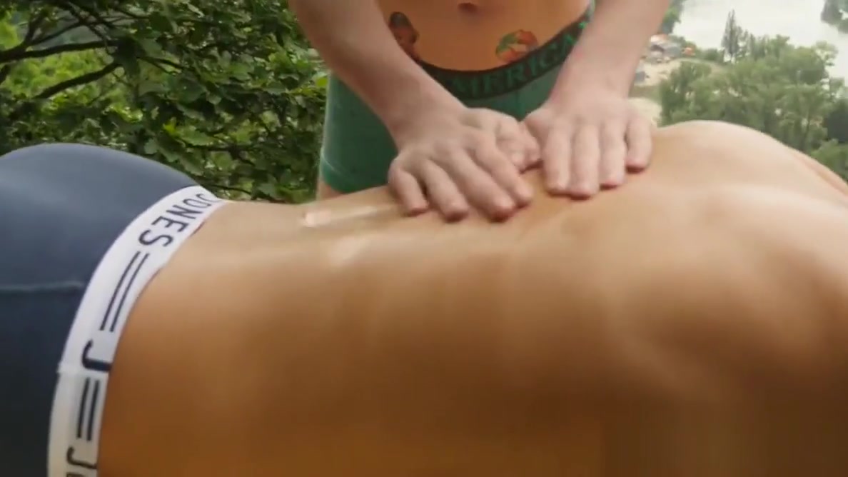 Cute redhead twink Elijah Young gives massage and raw cock