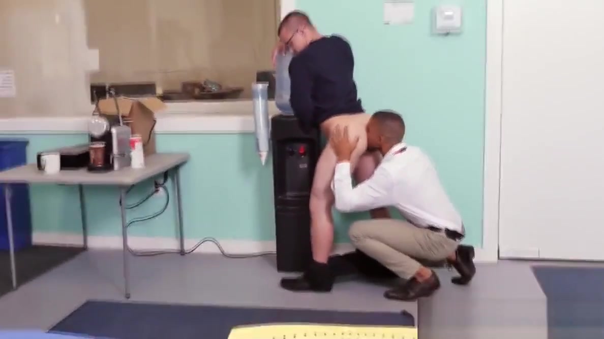 Office hunk rimmed before railing ass in trio