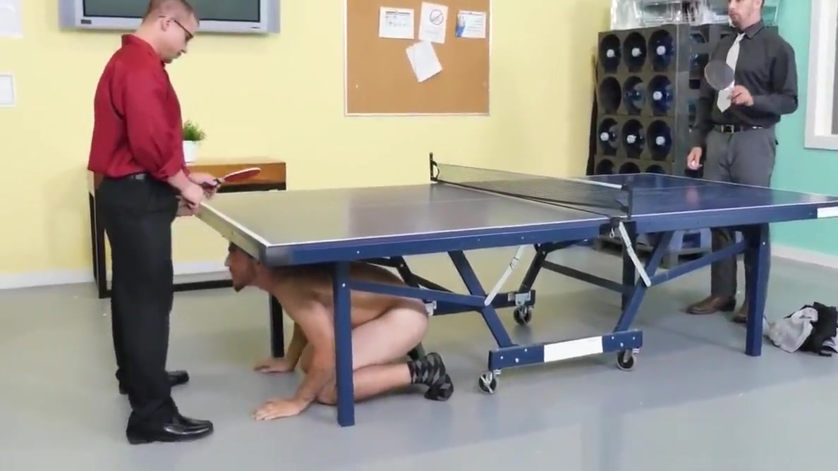 Office stud ass fucked in trio at work