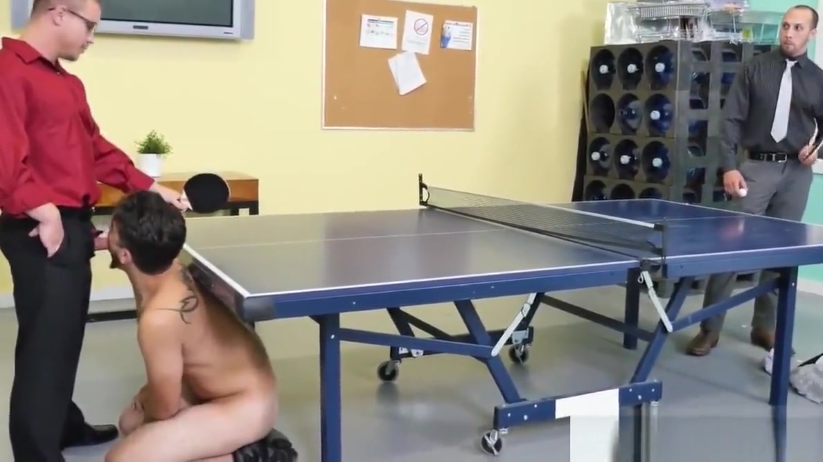 Office stud ass fucked in trio at work