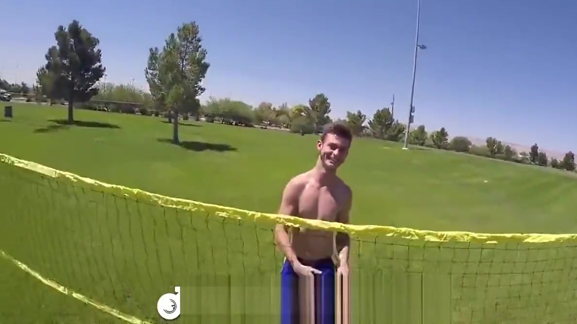 MenPOV Two guys fuck after badminton park fun