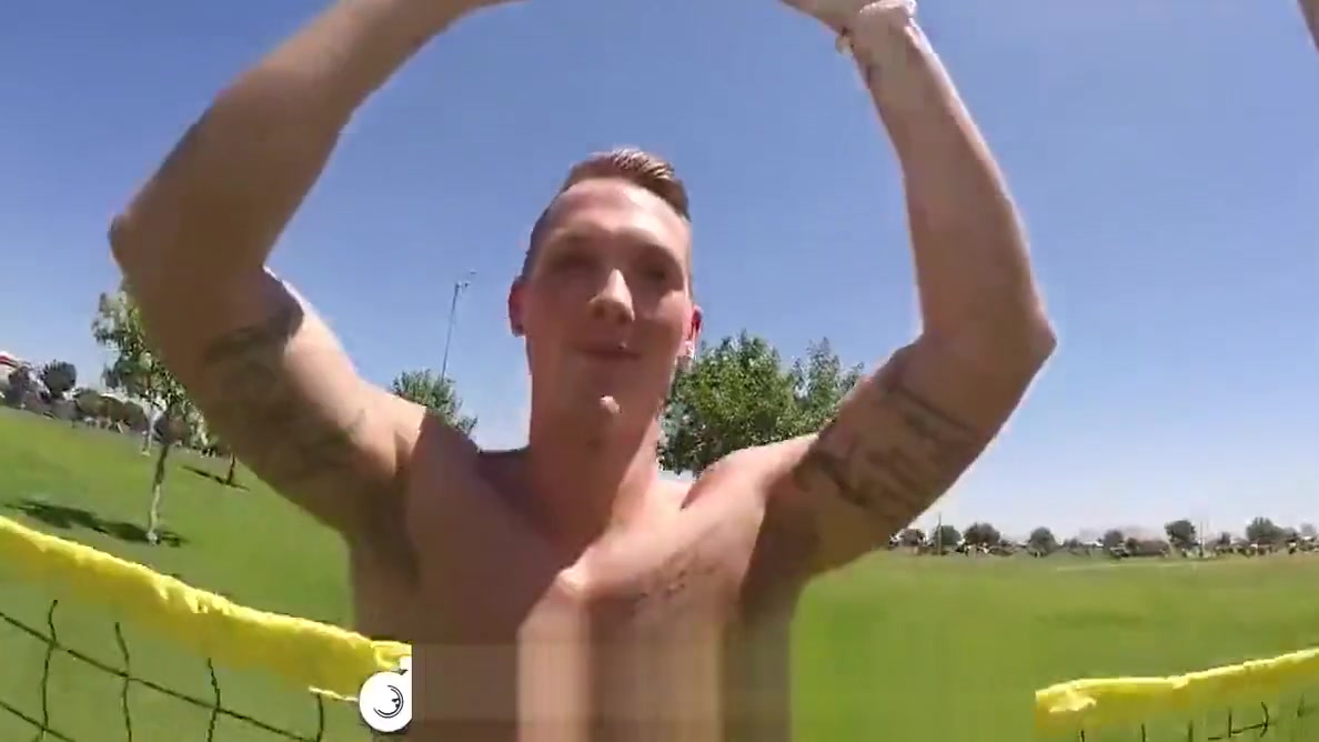 MenPOV Two guys fuck after badminton park fun