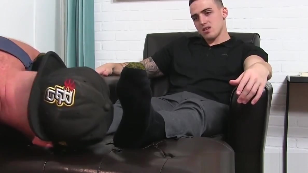 Young and slick guy Marco gets his feet licked and massaged
