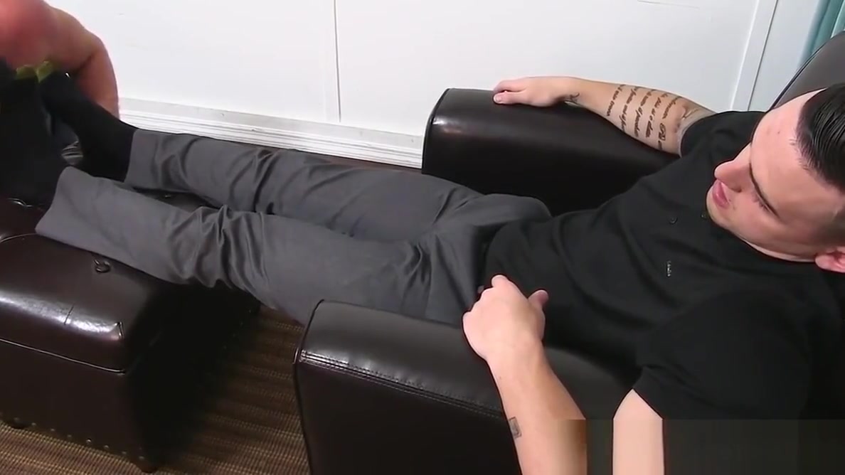 Young and slick guy Marco gets his feet licked and massaged