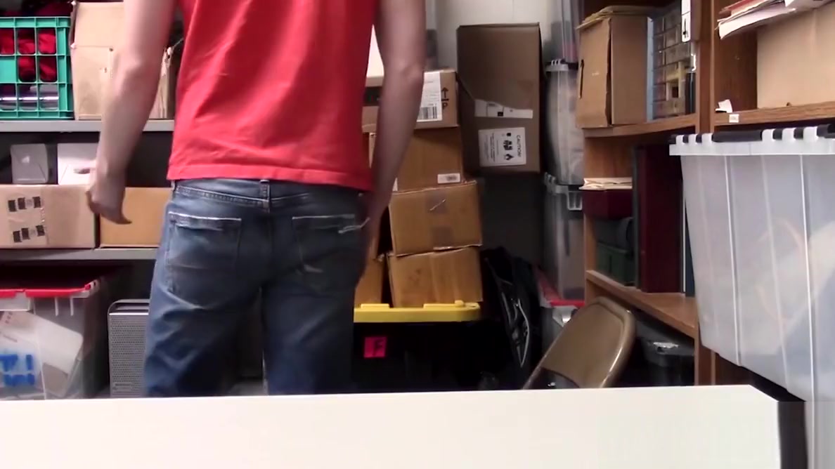 Bearded security officer pounding young thiefs tight ass