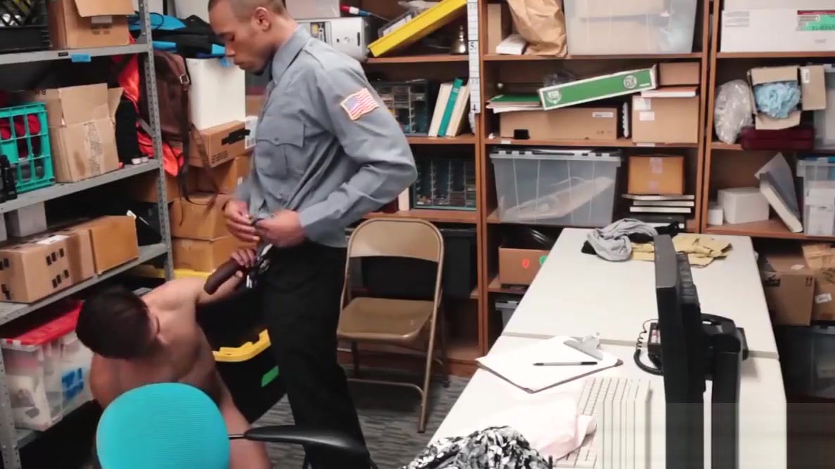 Young perpetrator bouncing on officers huge black cock