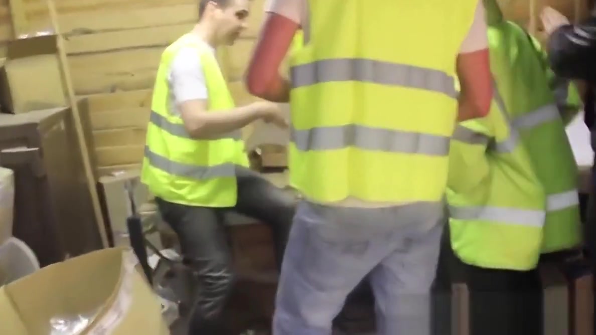 Kinky twinks make a cock munching train at a warehouse