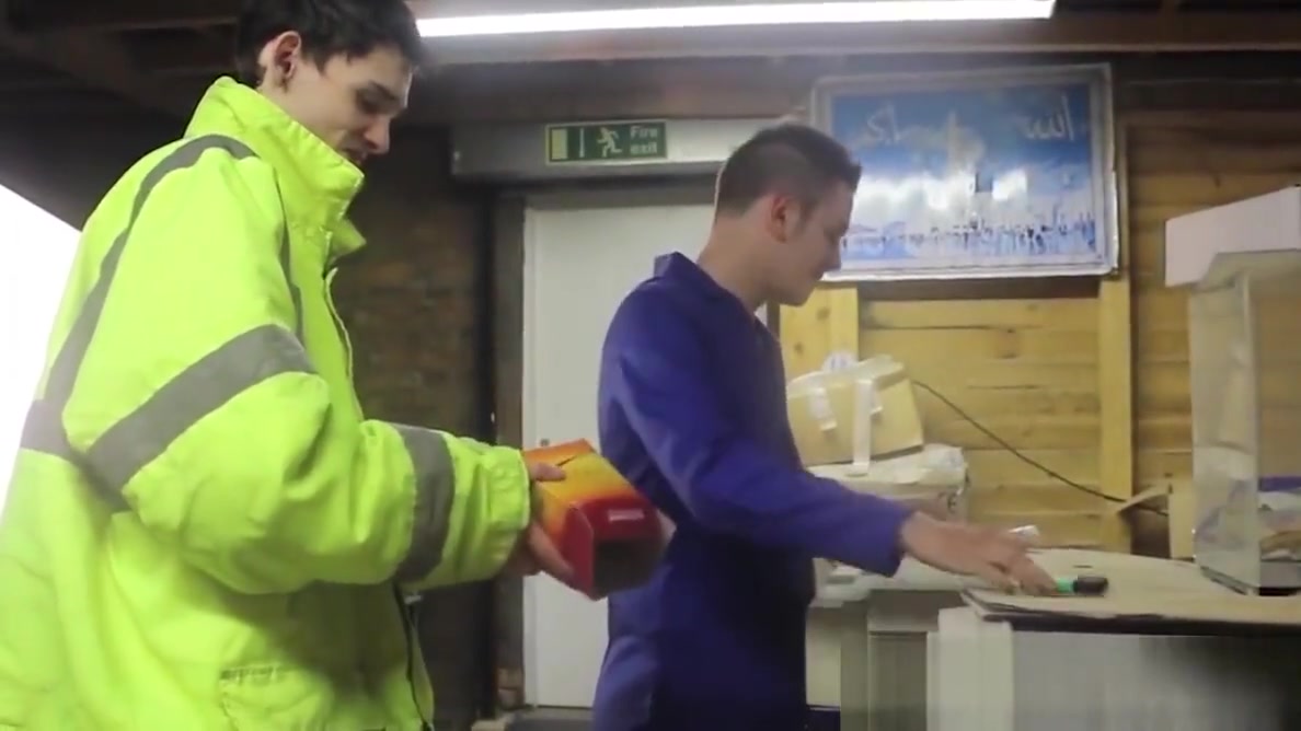 Kinky twinks make a cock munching train at a warehouse