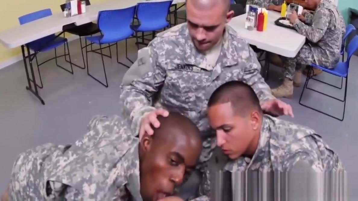 Inked military hunk training his cock on majors ass