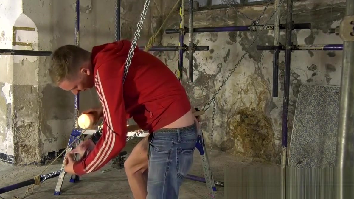 Restrained twinky bareback rammed before golden shower