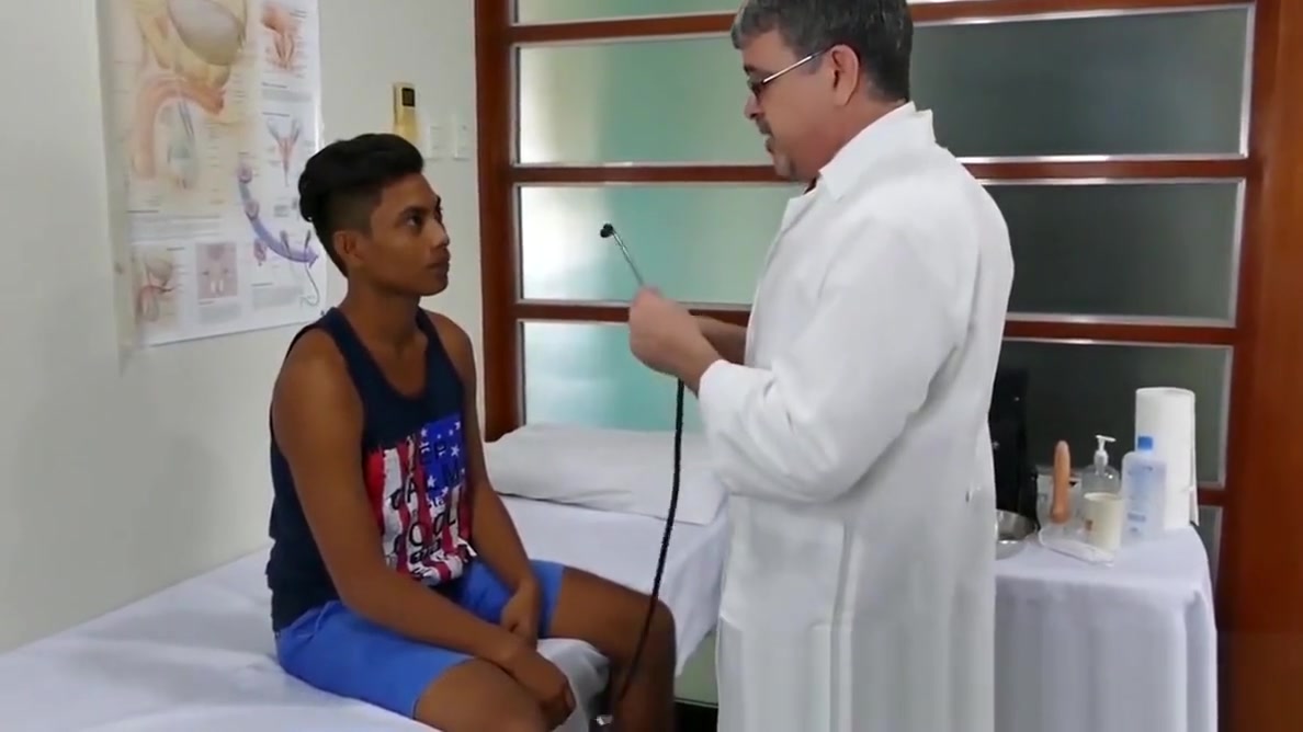 Dark Asian twink treated and fucked by his pervert doctor