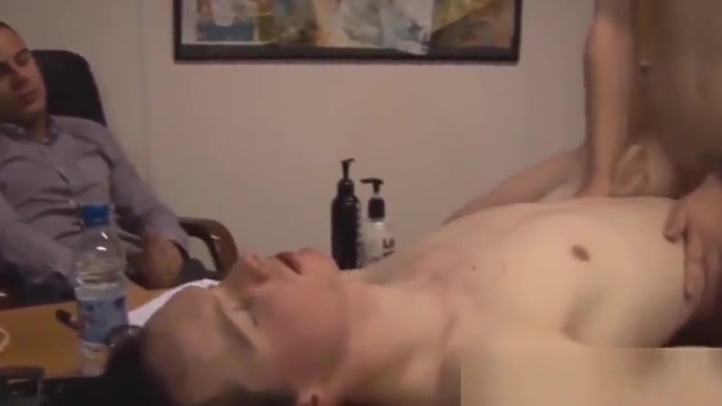 Twink intern has bareback business at boss office